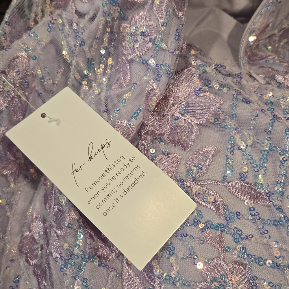 Chic Lavender Floral Prom Dress - Picture 4 of 6